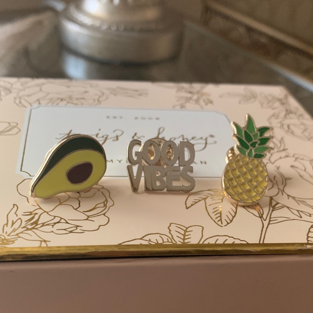 LOFT Gold and Green Enamel Pin Set